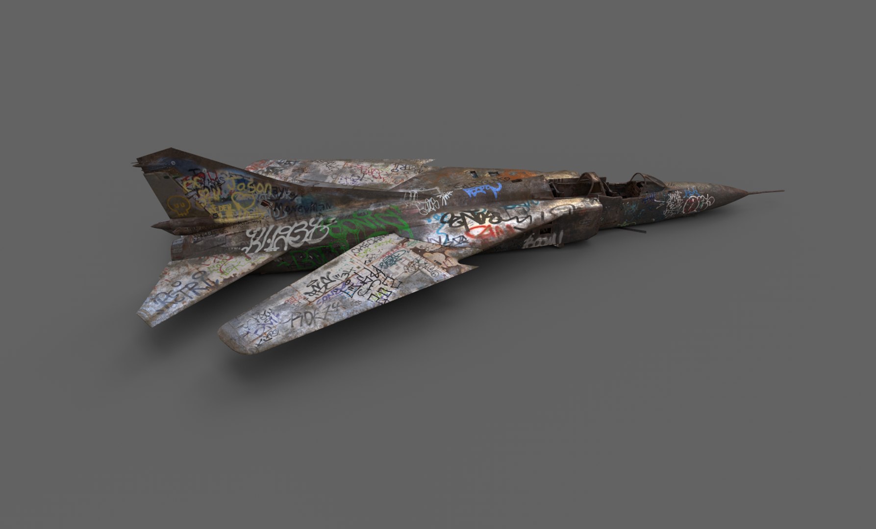 Abandoned WarPlane With Graffiti model https://p.turbosquid.com/ts-thumb/bN/JUiREq/qx/8/png/1638647863/1920x1080/fit_q87/adcdab75ed2626f4bda4063d1723833956ecdf85/8.jpg