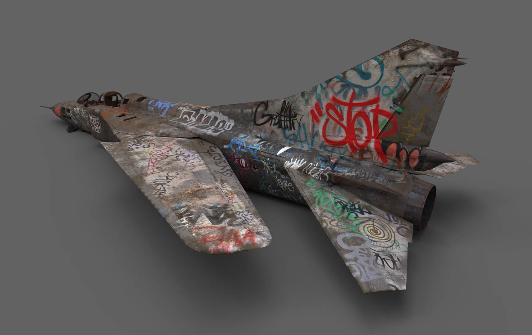 Abandoned WarPlane With Graffiti model https://p.turbosquid.com/ts-thumb/bN/JUiREq/uU/6/png/1638647801/1920x1080/fit_q87/0d746e7a59948866ed7ace4bda1b6db39e8a9b3c/6.jpg