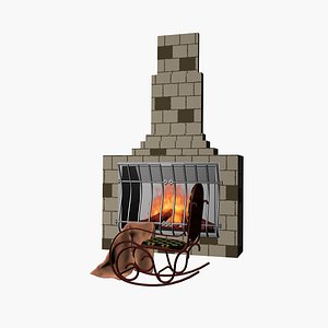 fireplace rocking-chair 3D model