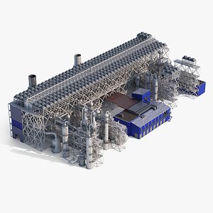 gas liquefaction plant 3D