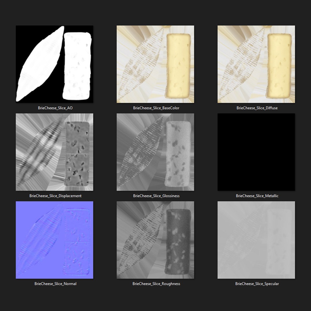 3D Slice of Brie Cheese model https://p.turbosquid.com/ts-thumb/bN/Ks3izo/eD/briecheese_slice_d0005/jpg/1668280723/1920x1080/fit_q87/75c88dc927fdcf41693fa36614839c9df7c834ca/briecheese_slice_d0005.jpg