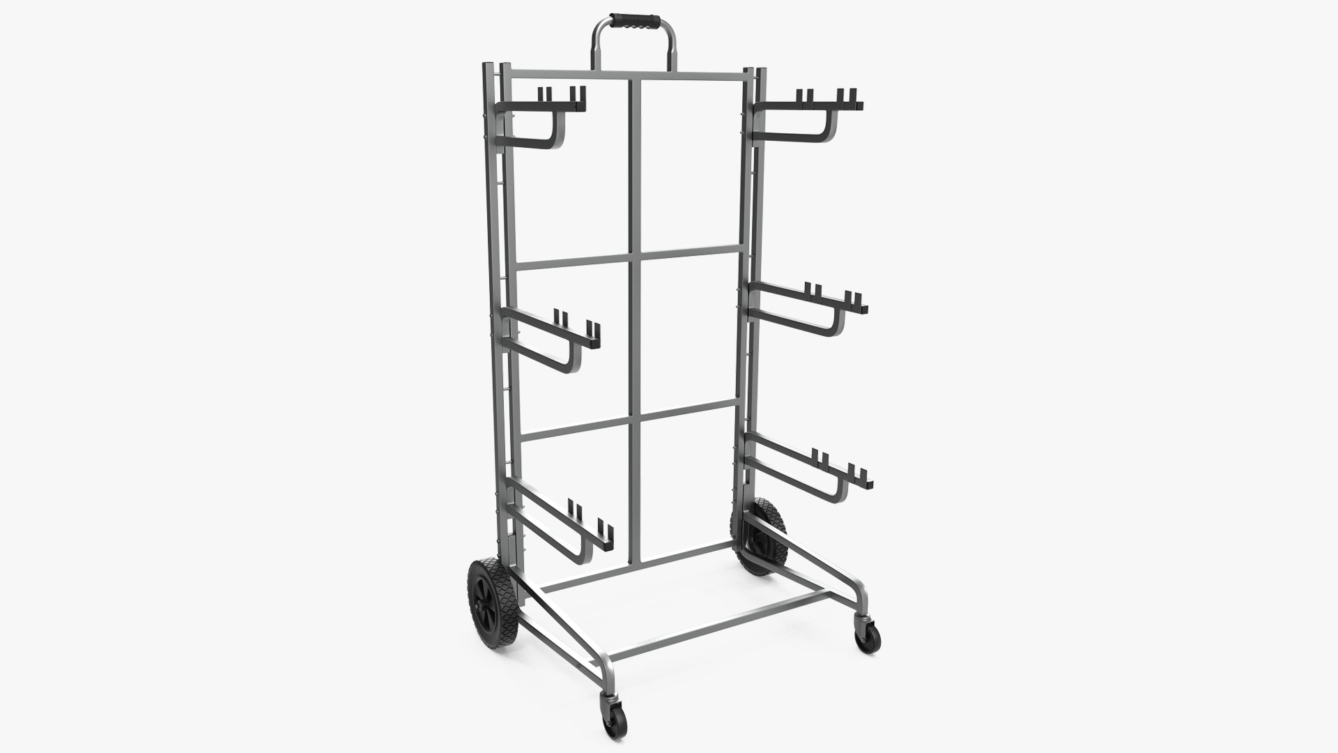 Triple Bin Recycling Cart 3D model preview