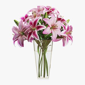 Flower Set 12 - Pink Lilies Bouquet model