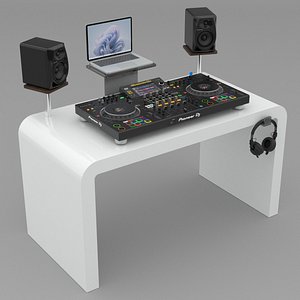 3D Pioneer Portable DJ Booth White
