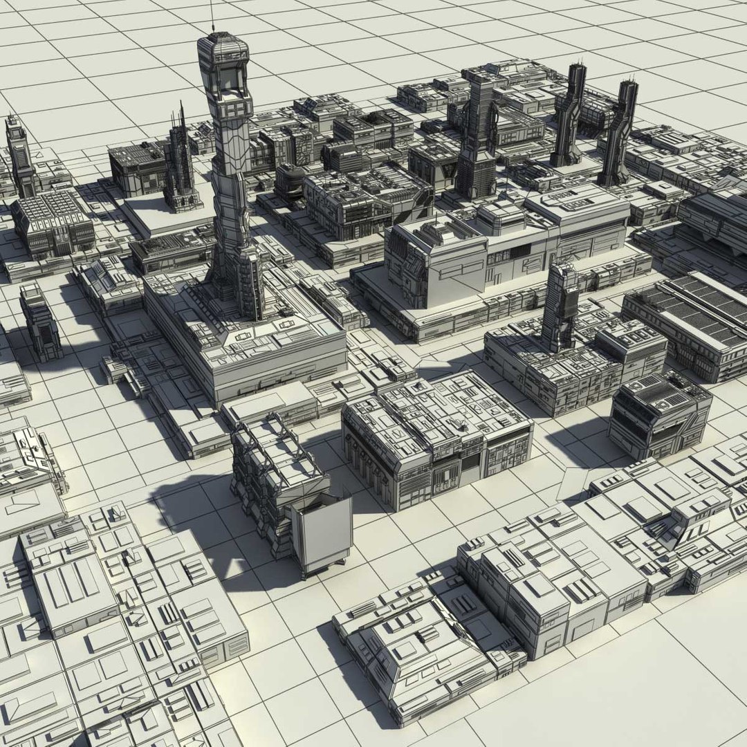 3d model sci fi futuristic city