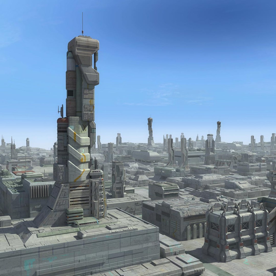 3d model sci fi futuristic city