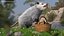 Opossum with Basket Mushrooms Fur