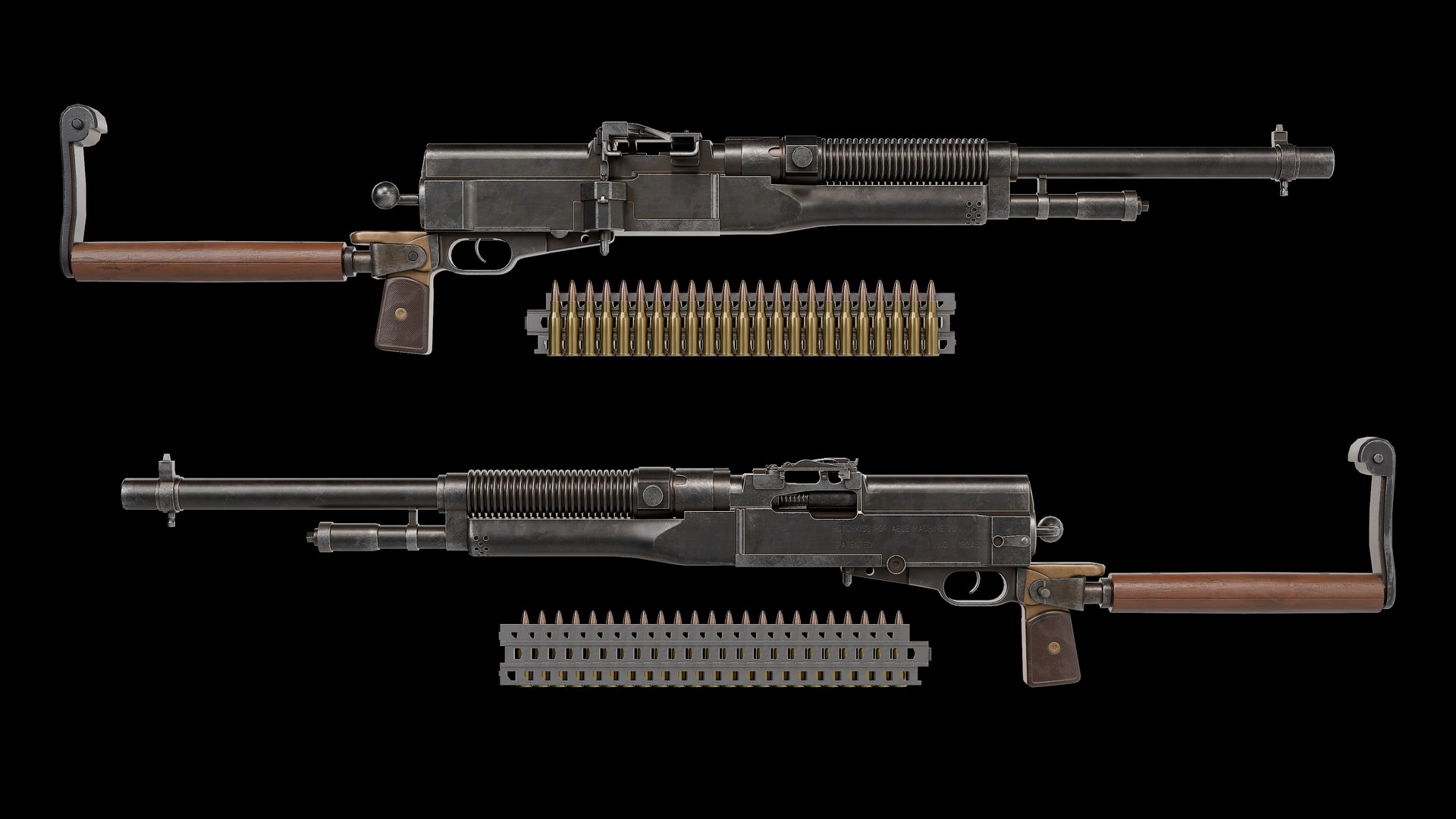 3D Hotchkiss M1909 Portative Machine Gun - TurboSquid 2537931
