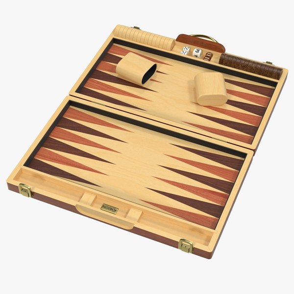 3D wooden backgammon board set model