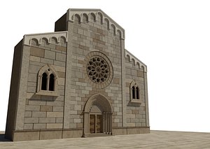 3D medieval church facade model