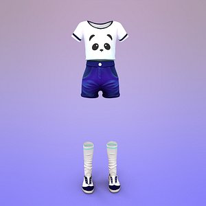 3d model cute shorts cartoon cloth