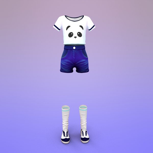 3d model cute shorts cartoon cloth