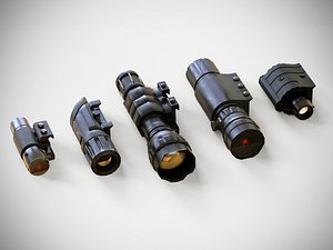 Rail Attachments Pack - Laser Sights - Flash Lights - PBR - Weapon - Gun - Rifle – Pistol