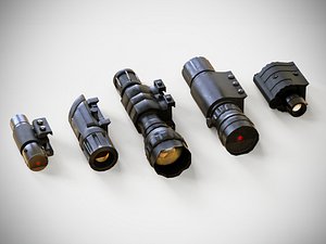 Rail Attachments Pack - Laser Sights - Flash Lights - PBR - Weapon - Gun - Rifle – Pistol