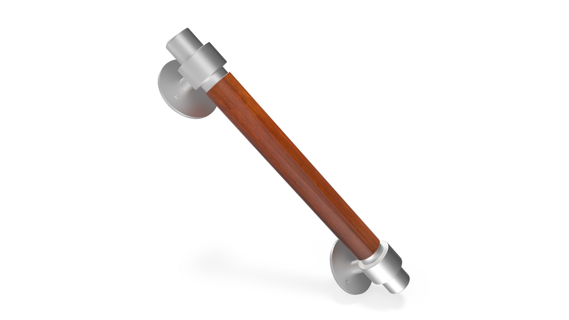 Door Metal Handle with Wooden Insert 3D model preview