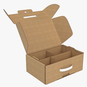Opened cardboard box with plastic handle 3D model