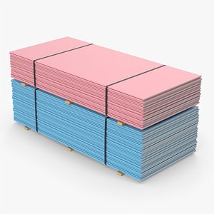 3D Drywall On Wood Planks model
