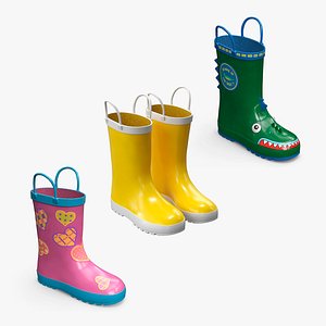 Kids Rain Boots Collection 3D model