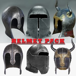 Three knight helmets 3D model