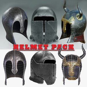 Three knight helmets