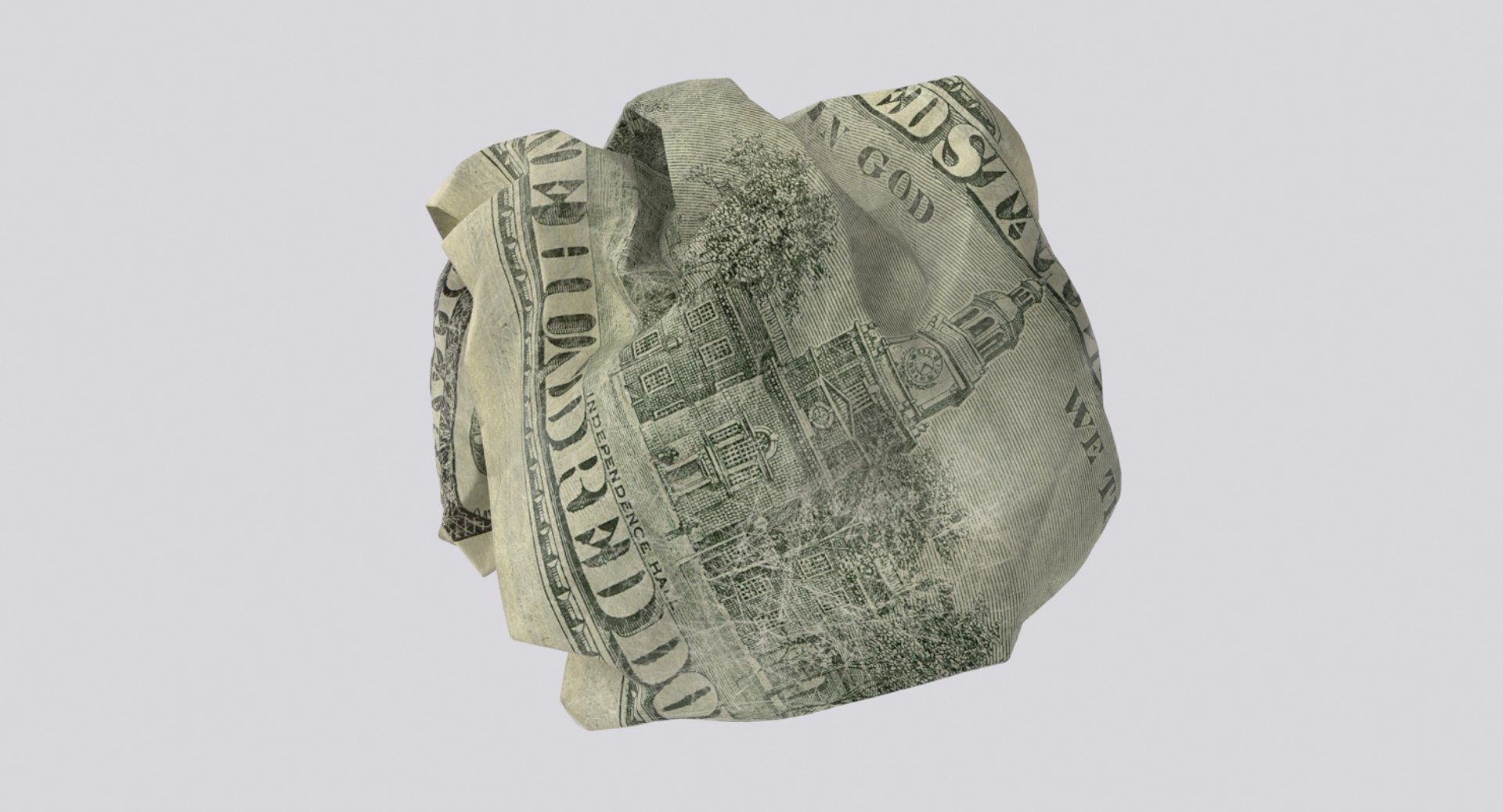 100 Dollar Bill Crumpled 3d Model