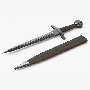 Medieval Crusader Dagger with Leather Case model