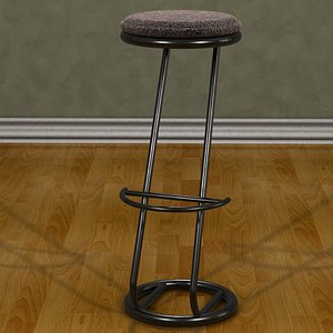 modern chrome stool padded 3d 3ds