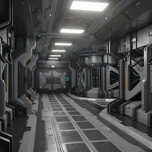 Sci fi Modular Corridor interior game ready