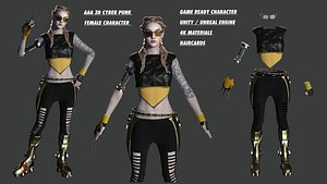 3D Cyber Punk Female Character 11 model