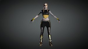 3D Cyber Punk Female Character 11 model