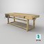 Old Wooden Workbench Low-poly PBR
