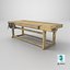 Old Wooden Workbench Low-poly PBR