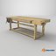 Old Wooden Workbench Low-poly PBR
