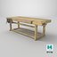 Old Wooden Workbench Low-poly PBR