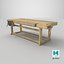 Old Wooden Workbench Low-poly PBR