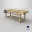 Old Wooden Workbench Low-poly PBR
