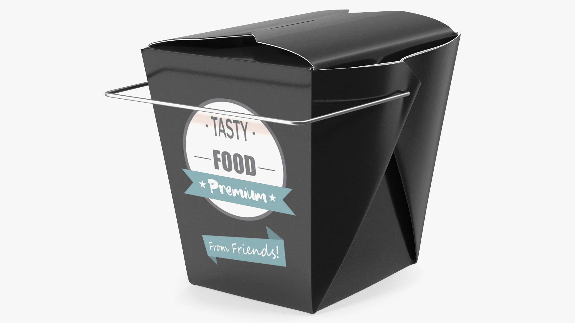 Black Paper Chinese Takeout Box 32 Oz 3D model preview