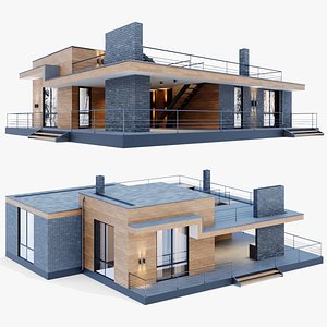 Modern one story house with large terraces