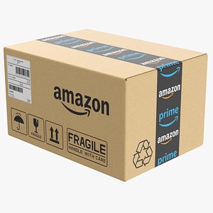 3D Detailed Amazon Cardboard Box