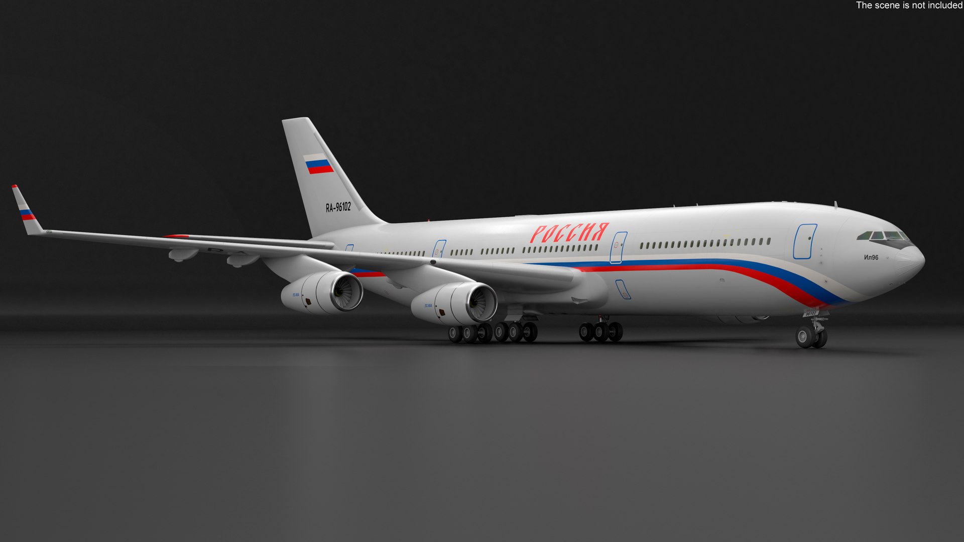 3D Airplane IL-96-400 Rossya Airlines Rigged model https://p.turbosquid.com/ts-thumb/bP/BeupX1/cK/airplaneil96400rossyaairlinesriggedc4dmodel007/jpg/1666721769/1920x1080/fit_q87/e62b8a73fc60add0180d535690528da5def53151/airplaneil96400rossyaairlinesriggedc4dmodel007.jpg