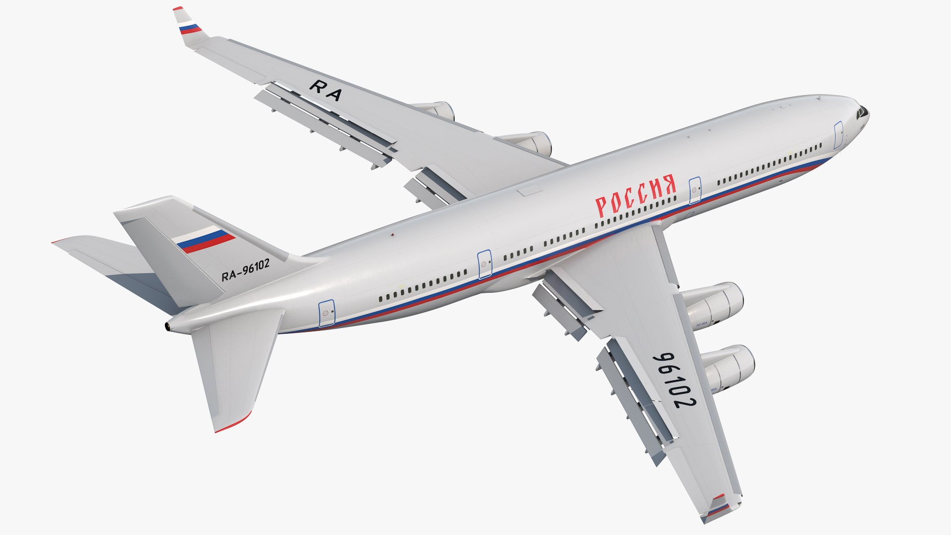 Airplane IL-96-400 Rossya Airlines Rigged 3D model preview