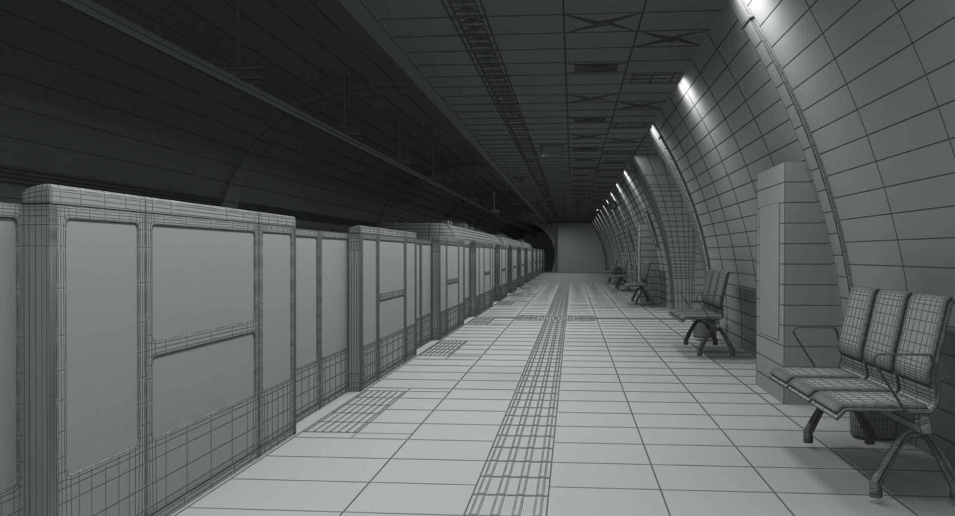 Modern Subway Station Model - TurboSquid 1418329