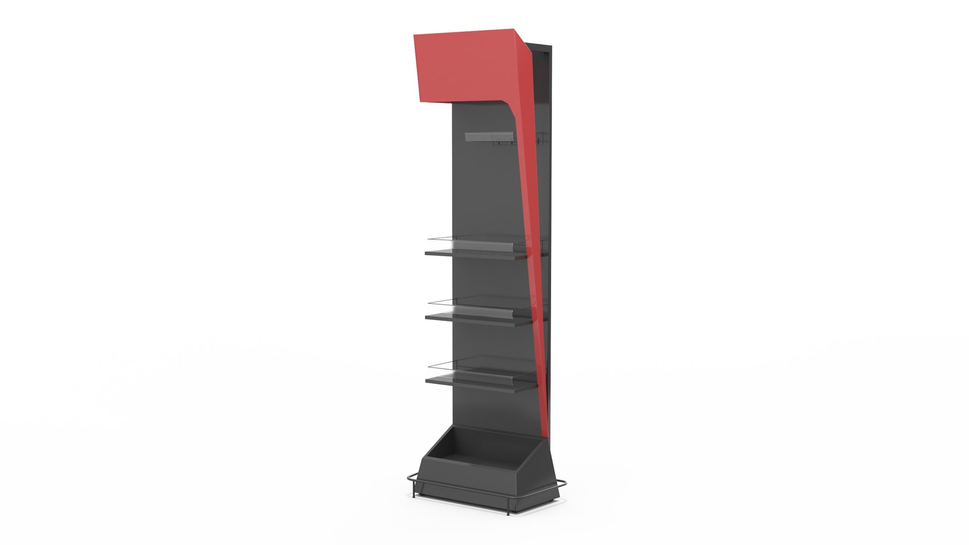 Promotion Black Red Floor Shelf Stand 3D model preview