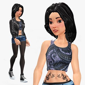 Cartoon Rigged Stylized 3D Girl-nakai Character 3D Model