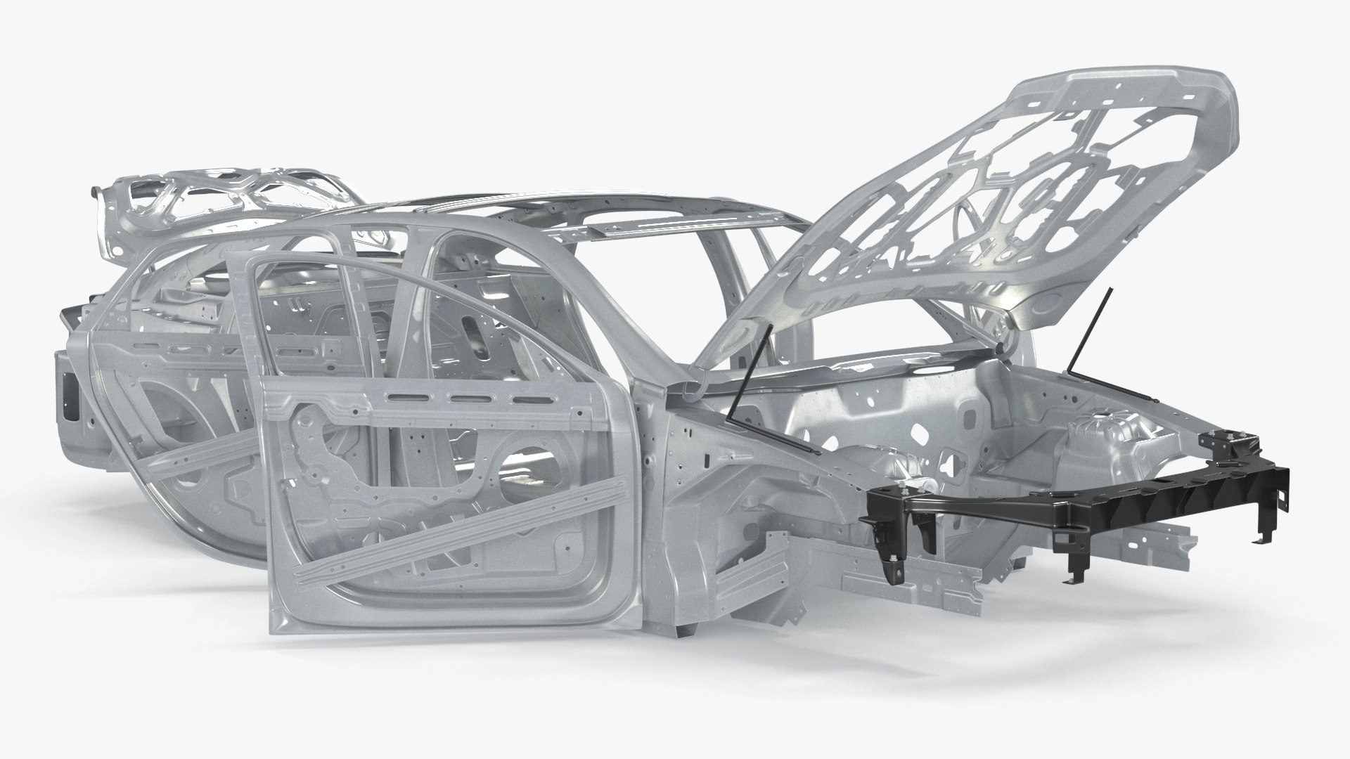 Car Frame Unibody Structure Rigged 3D model preview
