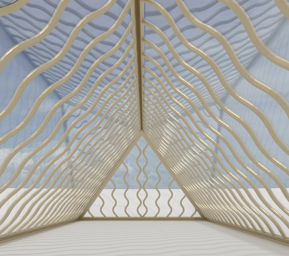 Wavy Pyramid Hall 3d Model
