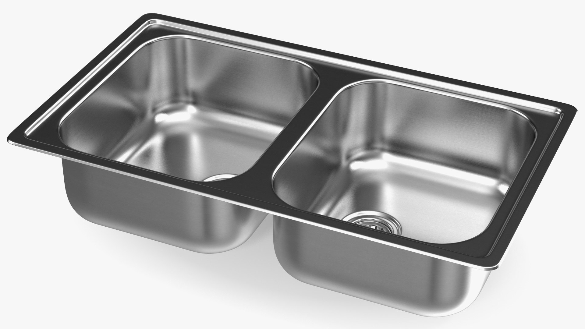 Double Bowl Integrated Kitchen Sink 3D model preview