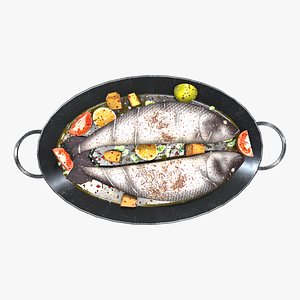 3D Medieval Cod Fish Dish model