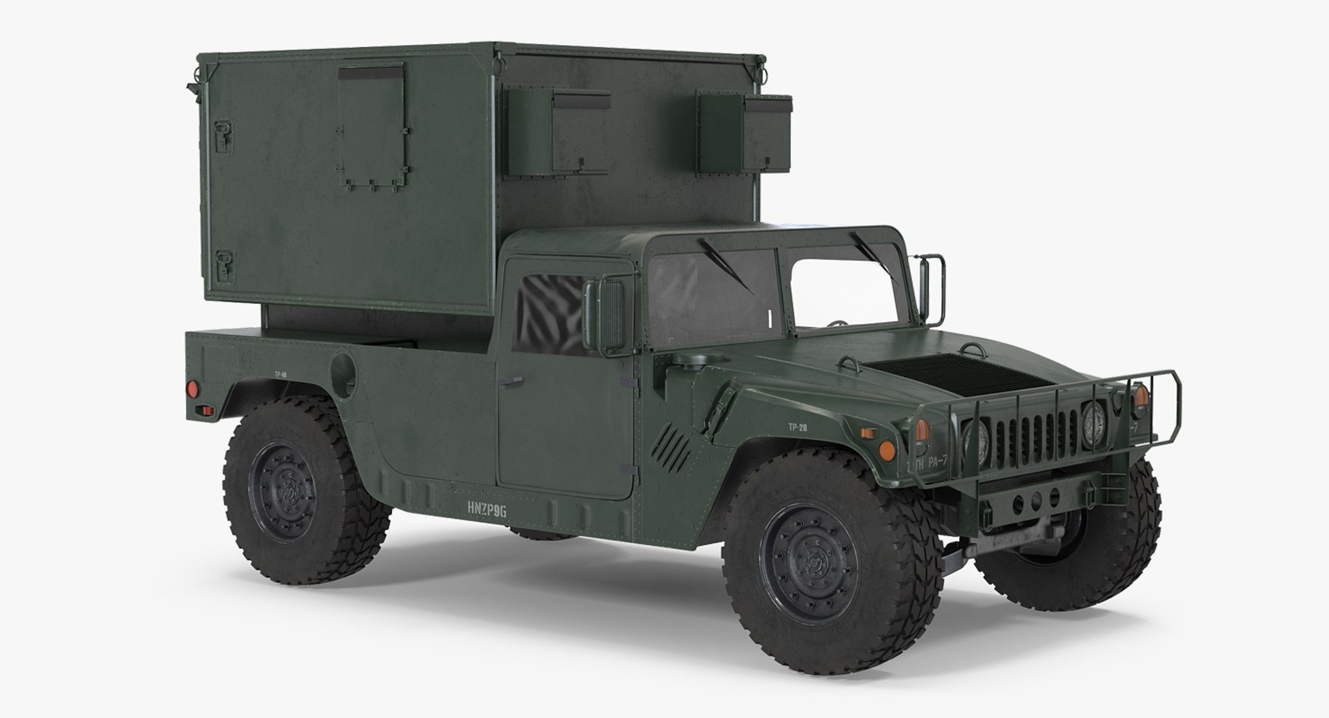 Shelter Carrier MSE Car HMMWV m1037 Green 3D Model 3D model preview