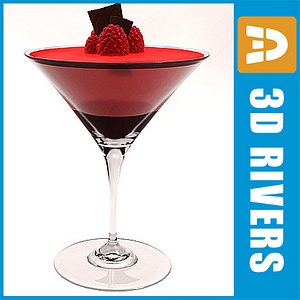 raspberry martini cocktail 3d model